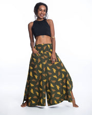 Leaves Womens Cotton Palazzo Pants in Green