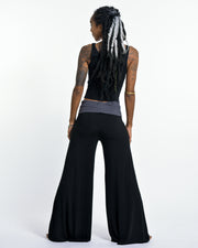 Solid Color Spandex Wide Leg Palazzo Pants in Black