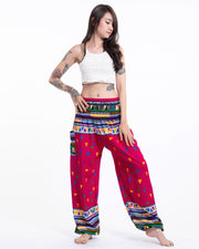 Unisex Triangles Harem Pants in Pink
