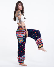 Unisex Triangles Harem Pants in Navy