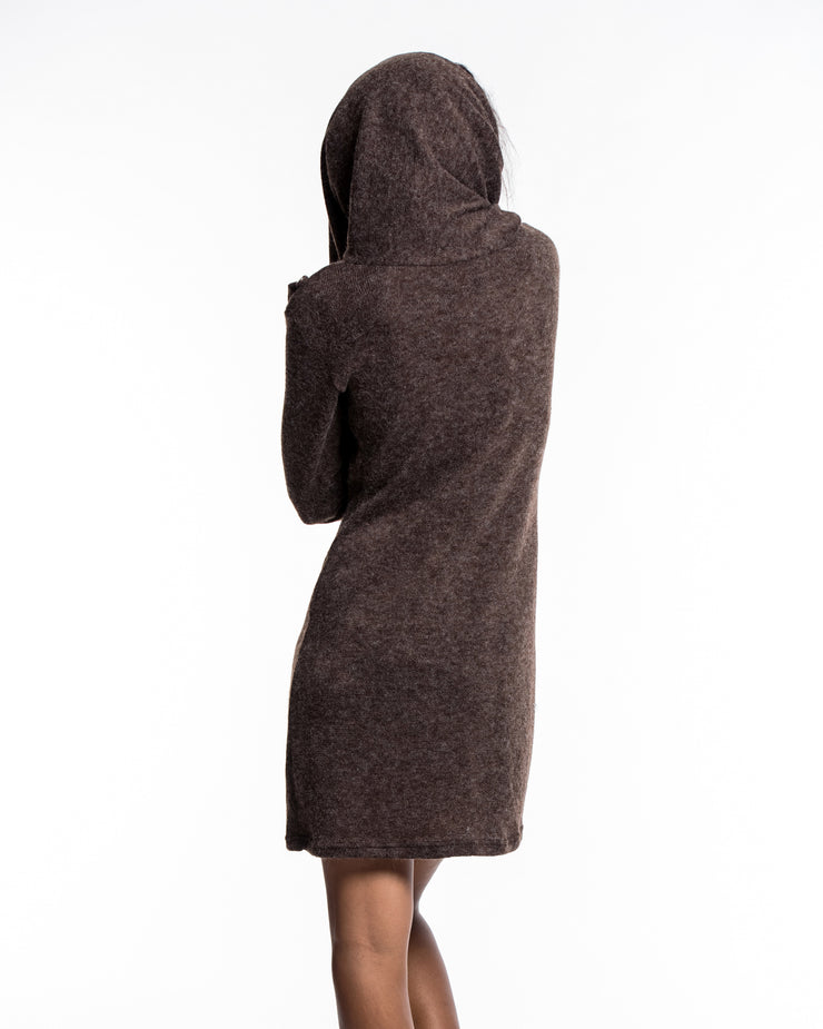 sweater dresses hoodie Sure Design Shawl Hoodie Combo Sweater Dress in Brown