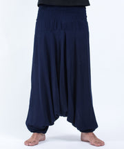 Unisex Solid Color Drop Crotch Drop Crotch Jumpsuit Harem Pants in Blue
