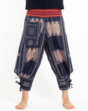 Thai Hill Tribe Fabric Harem Pants with Ankle Straps in Artisan Blue