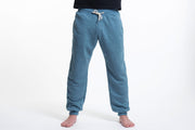 Unisex Terry Pants with Aztec Pockets in Blue