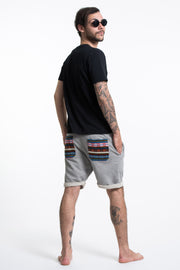 Unisex Terry Shorts with Aztec Pockets in Gray