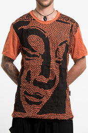 Mens Big Buddha Face T-Shirt in Orange