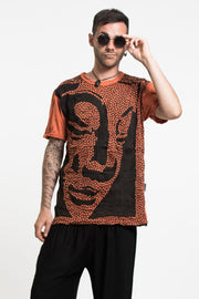 Mens Big Buddha Face T-Shirt in Orange