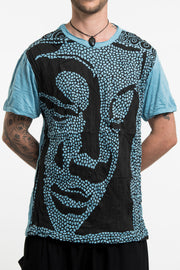 Mens Big Buddha Face T-Shirt in Turquoise