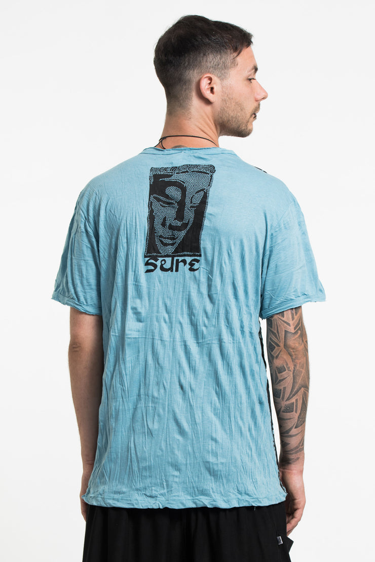 Mens Big Buddha Face T-Shirt in Turquoise