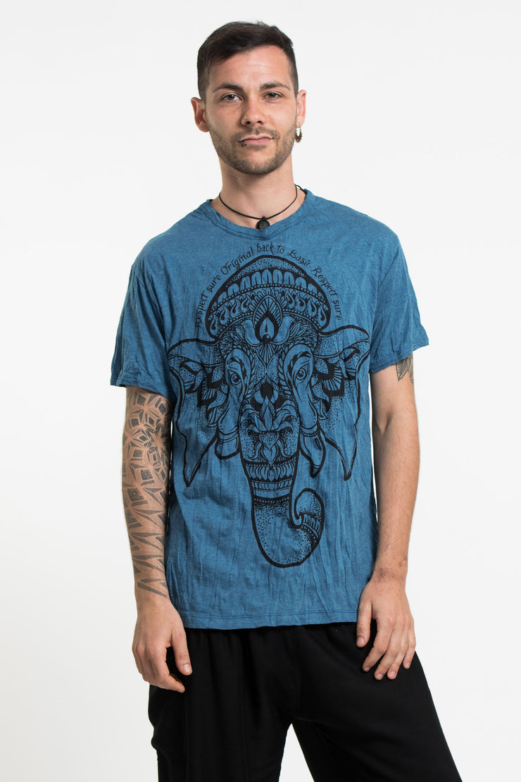 Mens Lotus Ganesh T-Shirt in Denim Blue