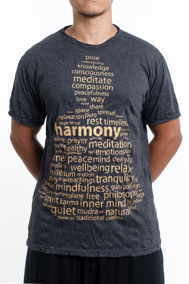 Mens Harmony T-Shirt in Gold on Black