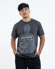Mens Harmony T-Shirt in Silver on Black