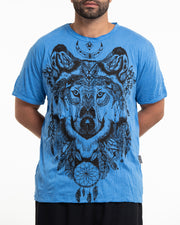 Mens Wolf T-Shirt in Blue