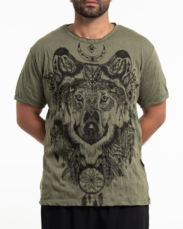 Mens Wolf T-Shirt in Green