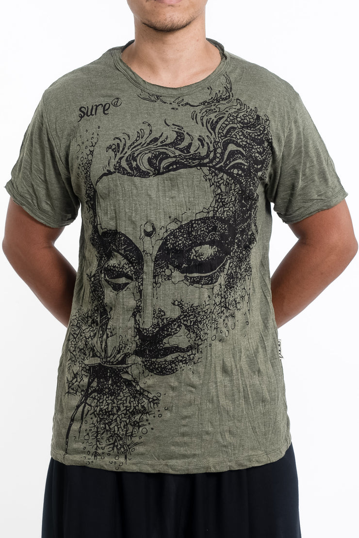 Mens Buddha Face T-Shirt in Green
