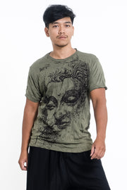 Mens Buddha Face T-Shirt in Green