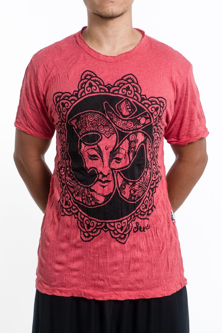 Mens Om Buddha Face T-Shirt in Red