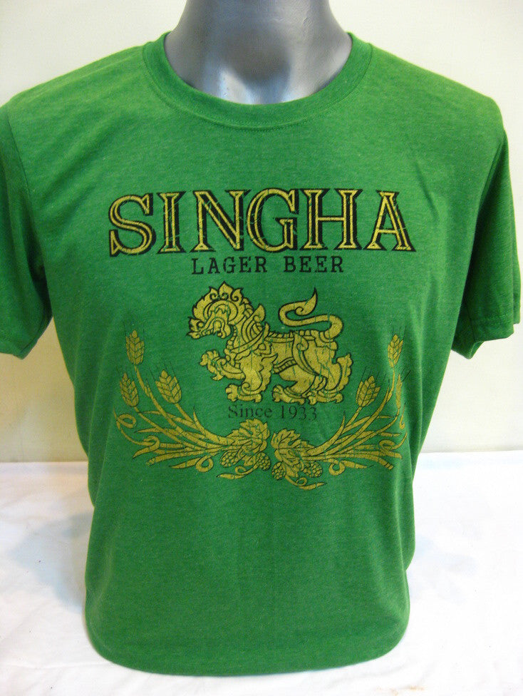 Vintage Style Singha Beer T-Shirt in Green