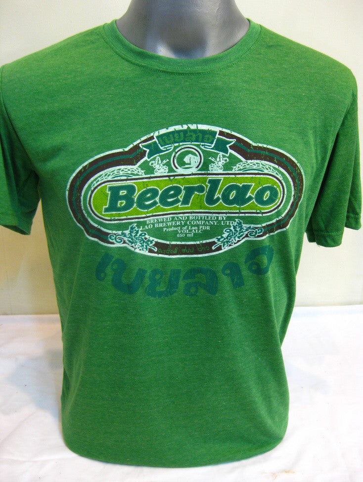 Vintage Style Beerlao Beer T-Shirt in Green