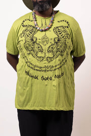Plus Size Mens Thai Tattoo T-Shirt in Lime