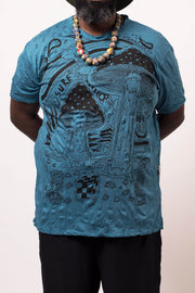 Plus Size Mens Magic Mushroom T-Shirt in Denim Blue