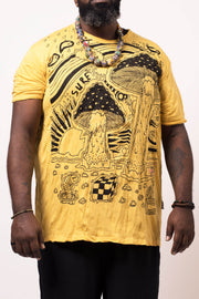 Plus Size Mens Magic Mushroom T-Shirt in Yellow