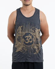 Mens Om and Koi Fish Tank Top in Gold on Black