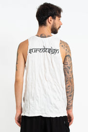 Mens Om and Koi Fish Tank Top in White
