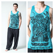 Mens Tattoo Ganesh Tank Top in Turquoise