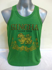 Vintage Style Singha Beer Tank Top in Green