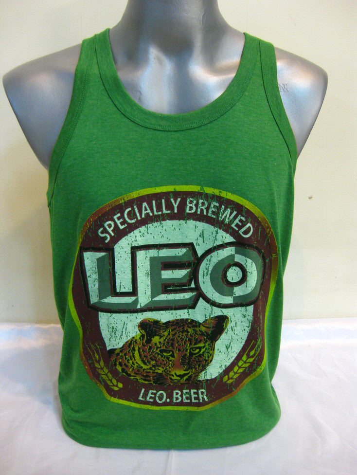 Vintage Style Leo Beer Tank Top in Green