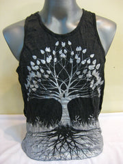 Mens Tree of Life Tank Top in Silver on Black