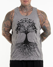 Plus Size Mens Tree of Life Tank Top in Gray