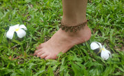 Brass Beads Anklet with Brass Coins in Brown