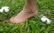Silver Beads Anklet with Elephant Charm in Gray