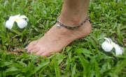 Silver Beads Anklet with Elephant Charm in Violet