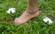 Silver Beads Anklet with Elephant Charm in Black