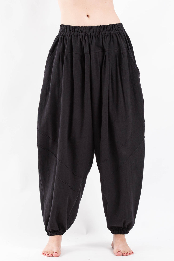 Unisex Genie Cotton Harem Pants in Black