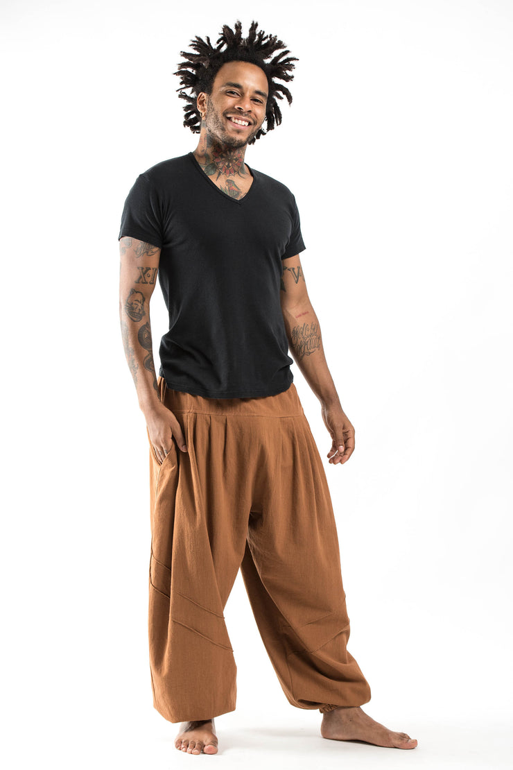 Unisex Genie Cotton Harem Pants in Brown