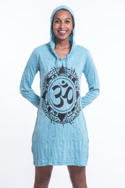 Womens Infinitee Om Hoodie Dress in Turquoise