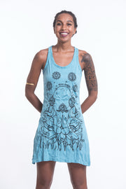 Womens Octopus Chakras Tank Dress in Turquoise