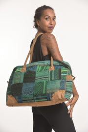 Hmong Hill Tribe Patchwork Travel Bag in Green