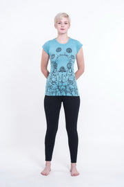 Womens Octopus Chakras T-Shirt in Turquoise