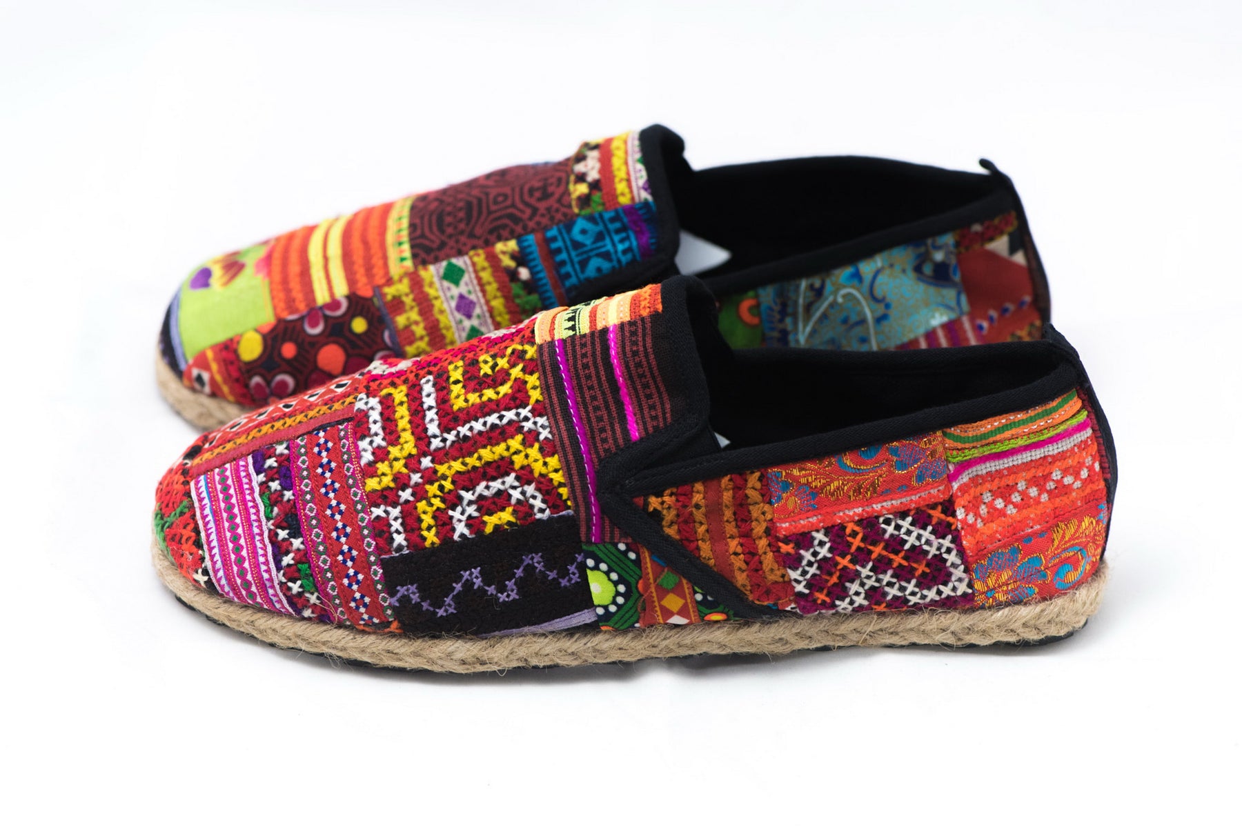 Sure Design Hmong Patchwork Embroidered Slip On Shoes
