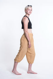 Womens Solid Color Drawstring Cropped Pants in Cream