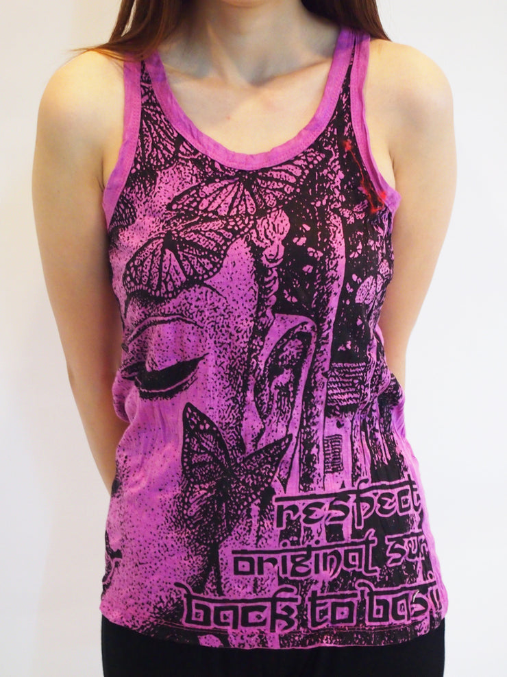 Womens Butterfly Buddha Tank Top in Pink