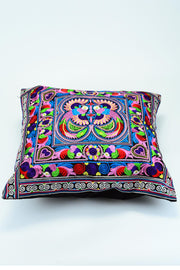Hmong Hill Tribe Embroidered Peacock Pillowcase in Rainbow