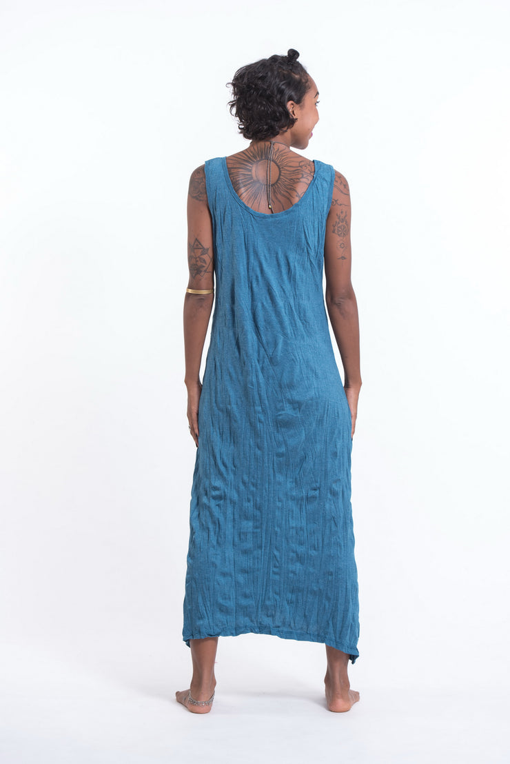 Womens Dreamcatcher Long Tank Dress in Denim Blue
