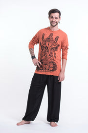 Unisex See No Evil Buddha Long Sleeve T-Shirt in Orange