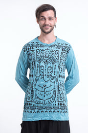 Unisex Shanti Ganesh Long Sleeve T-Shirt in Turquoise